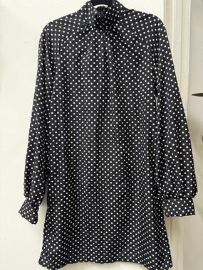 Black & White Polka Dot Long Sleeve Dress